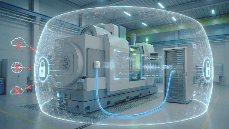 Illustration of building a secure, cloudless predictive maintenance system using conanair in a closed local network environment without internet access