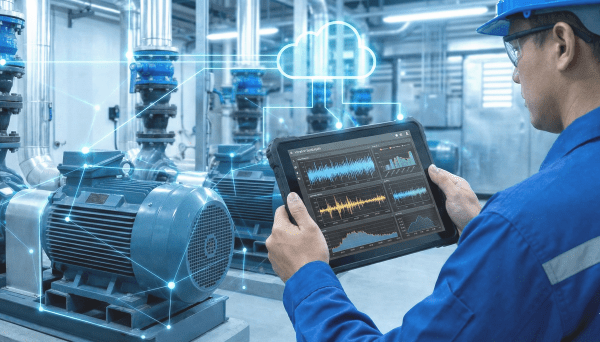 Illustration of conanair installed on operating legacy equipment without wiring, performing completely wireless vibration monitoring