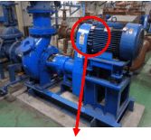 倉敷市の水道局下水処理場のポンプのモータ