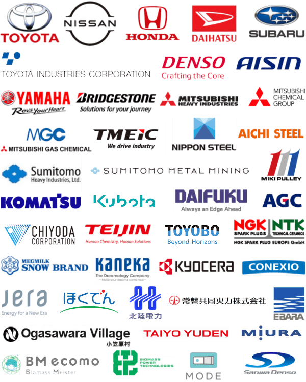 主要なコナンエアーのユーザー様：トヨタ自動車・日産自動車・本田技研工業・ダイハツ工業・SUBARU・ヤマハ・デンソー・アイシン・ブリヂストン・NGK NTK・豊田自動織機・三菱重工・三菱ケミカルグループ・三菱ガス化学・TMEIC・ダイフク・三木プーリー・ミウラ・住友重機械工業・住友金属鉱山・コマツ・クボタ・日本製鉄・愛知製鋼・東洋紡・AGC・千代田化工建設・京セラ・帝人・雪印・カネカ・バイオマスパワーテクノロジーズ・小笠原村・JERA・北海道電力・北陸電力・常磐共同火力・太陽誘電・BMエコモ・MODE・サンワ電装・コネクシオ